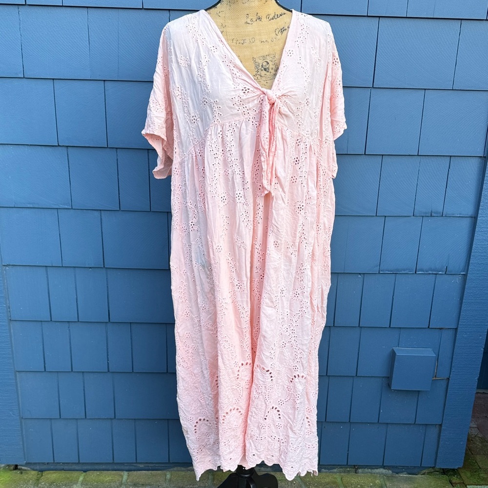 Young Fabulous & Broke Pink Eyelet Dress small oversized caftan